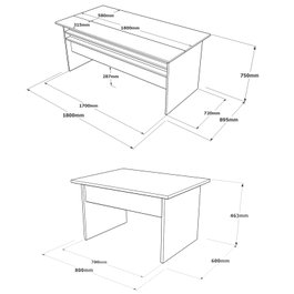 Hanah Home Conjunto de muebles de oficina Vs6-Cga con Mesa de estudio y Mesa nido